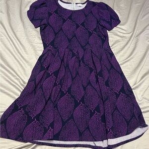 LuLaRoe 3x Purple and Black Pleated A-Line Dress